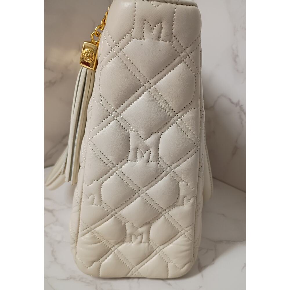 METROCITY Ivory Quilted Leather Tote Bag with Tassel - EUC - Picture 3 of 8